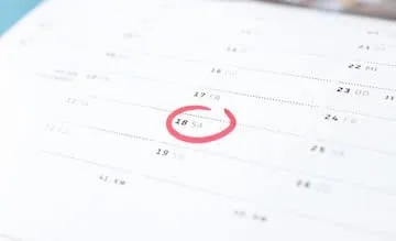 Red circle marking a date on a calendar page